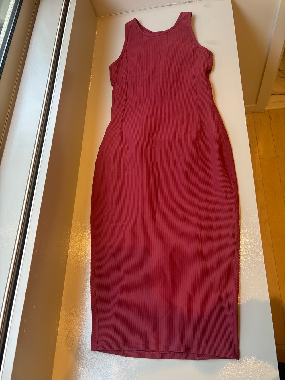 Lululemon Sleeveless Ribbed Midi Dress in Burgundy